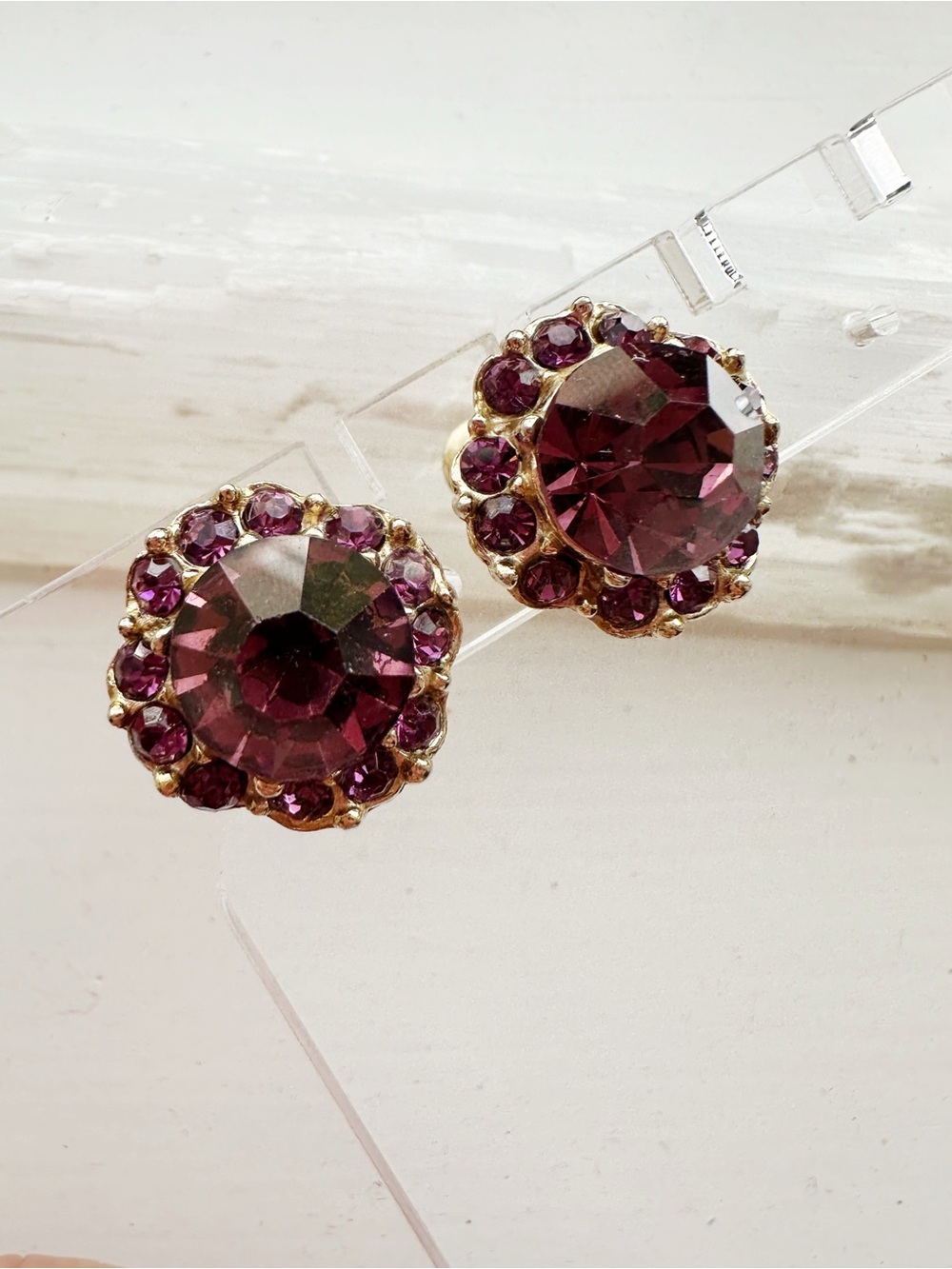 Vintage Coro Purple Screw Back Earrings